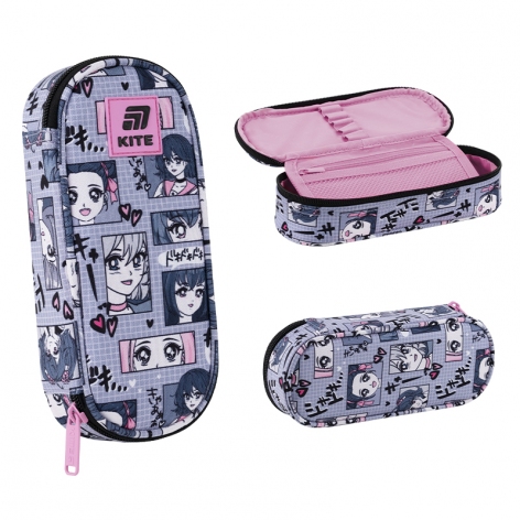 Пенал на одне відділення з органайзером без наповнення Anime Girl Kite k25-599-9