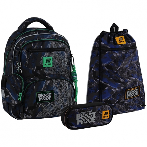Набір рюкзак + пенал + сумка для взуття Beast Mode Kite set_k25-773m-3