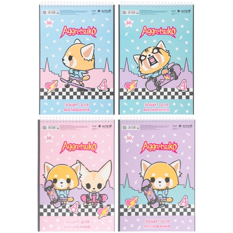 Альбом для малювання 30 аркушів А4 на спіралі Aggretsuko Kite ar25-243