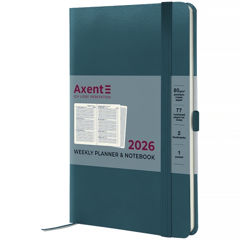 Щотижневик датований 2026 Partner Strong, 125*195, лазурний AXENT 8505-26-63-a