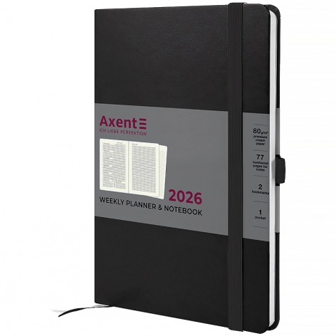 Щотижневик датований 2026 Prime Strong, 145*210, чорний AXENT 8507-26-01-a
