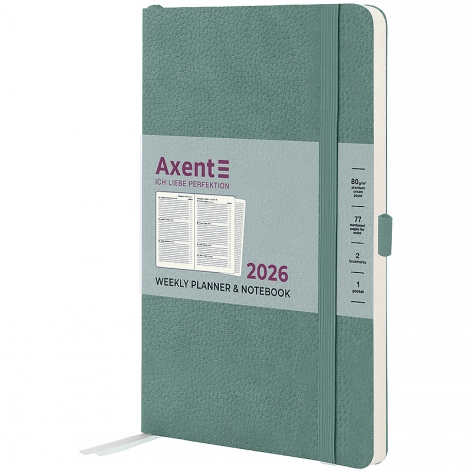 Щотижневик датований 2026 Partner Soft Skin, 125*195, сіро-лазурний AXENT 8509-26-48-a