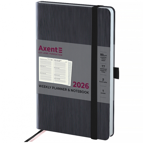 Щотижневик датований 2026 Partner Lines, 125*195, чорний AXENT 8515-26-01-a