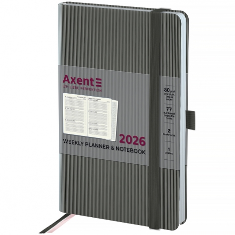 Щотижневик датований 2026 Partner Lines, 125*195, сірий AXENT 8515-26-03-a
