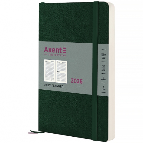 Щоденник датований 2026 Partner Soft Skin, 145*210, темно-зелений AXENT 8810-26-23-a