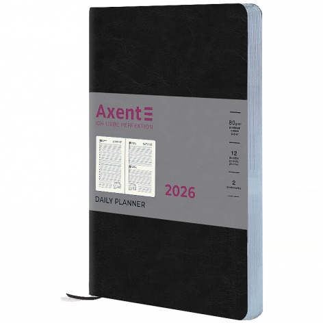 Щоденник датований 2026 Partner City Soft, 145*210, чорний AXENT 8821-26-01-a