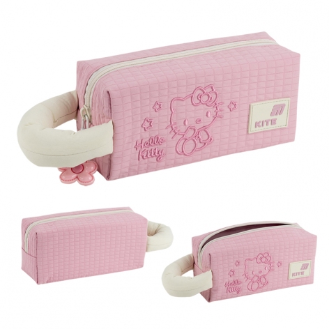 Пенал на одне відділення з ручкою без наповнення 2703 Hello Kitty розово-желтый KITE hk26-2703-1