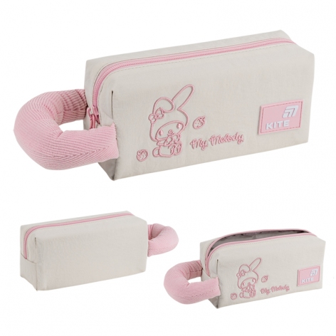 Пенал на одне відділення з ручкою без наповнення 2703 Hello Kitty бежево-розовый KITE hk26-2703-3