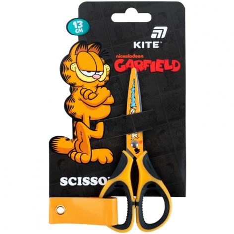 Ножницы детские с резиновыми вставками, рисунок на лезвии, 13см Garfield KITE gf26-148