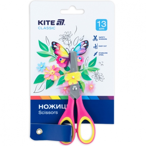Ножницы детские с резиновыми вставками, 13см Classic KITE k-123-1