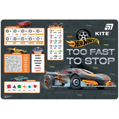 Подложка настольная полипропиленовая для письма 42,5 x 29 см Hot Wheels KITE hw26-207-1