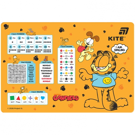 Подложка настольная полипропиленовая для письма 42,5 x 29 см Garfield KITE gf26-207