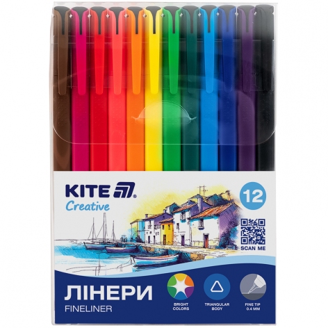 Комплект лайнеров 12 цветов 0,4 мм Creative KITE k-1164