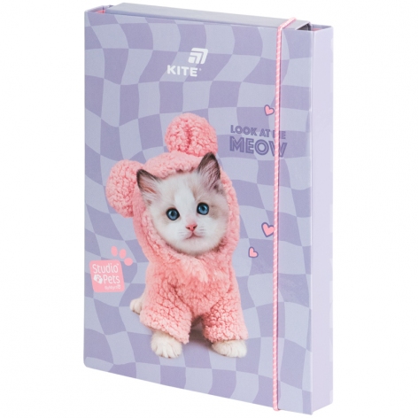 Папка картонна для тетрадей с фиксацией на резинку B5+ (175 х 245 х 25 мм) Studio Pets KITE sp26-210