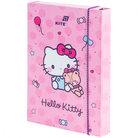 Папка картонна для тетрадей с фиксацией на резинку B5+ (175 х 245 х 25 мм) Hello Kitty KITE hk26-210-1