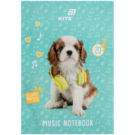 Тетрадь для нот А4 на 20 листов Studio Pets KITE sp26-404