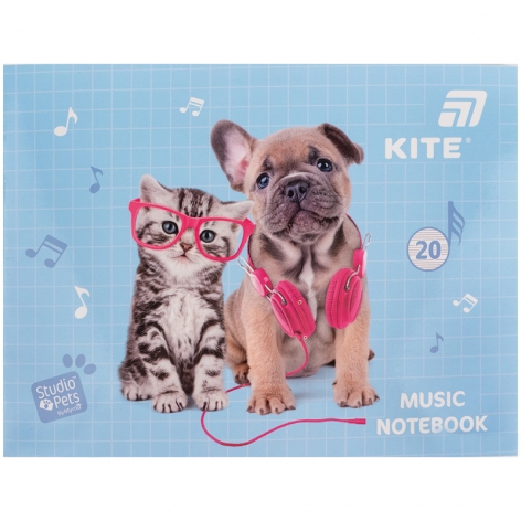 Тетрадь для нот А5 на 20 листов Studio Pets KITE sp26-405