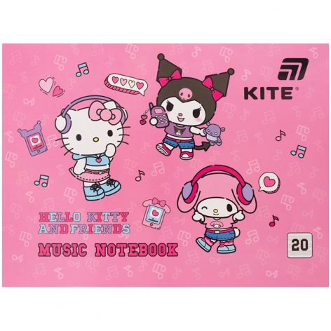 Тетрадь для нот А5 на 20 листов Hello Kitty KITE hk26-405