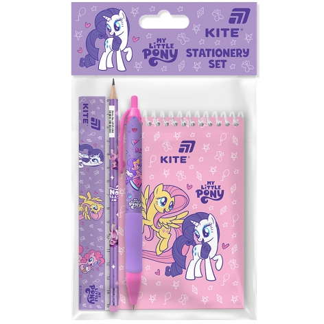 Набор канцтоваров 4 предмета (линейка, карандаш, ручка, блокнот)  Little Pony KITE lp26-s03