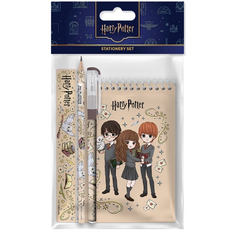 Набор канцтоваров 4 предмета (линейка, карандаш, ручка, блокнот)  Harry Potter KITE hp26-s03