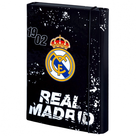 Папка картонна для тетрадей с фиксацией на резинку B5+ (175 х 245 х 25 мм) FC Real Madrid KITE rl26-210