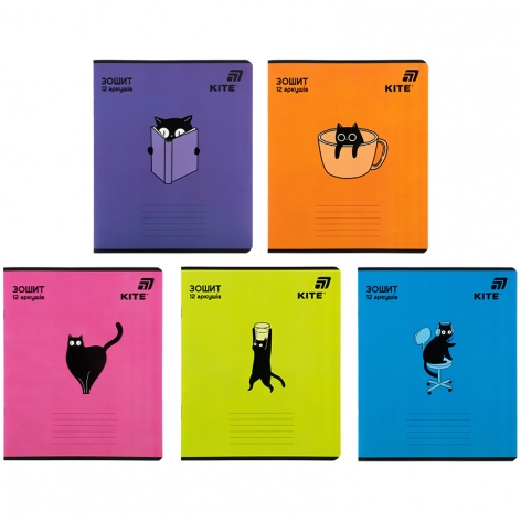 Тетрадь 12 листов в линию софт тач + УФ лак, Kite One color KITE k26-234