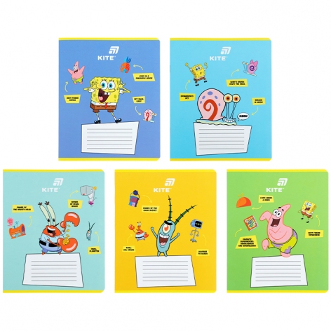 Зошит 12 л. лінія софт тач + УФ лак, Sponge Bob Square Pants KITE sb26-234