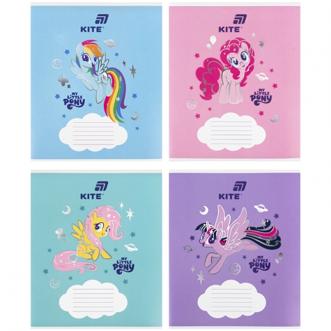 Зошит 12 л. коса лінія фольга + УФ лак, Little Pony KITE lp26-235