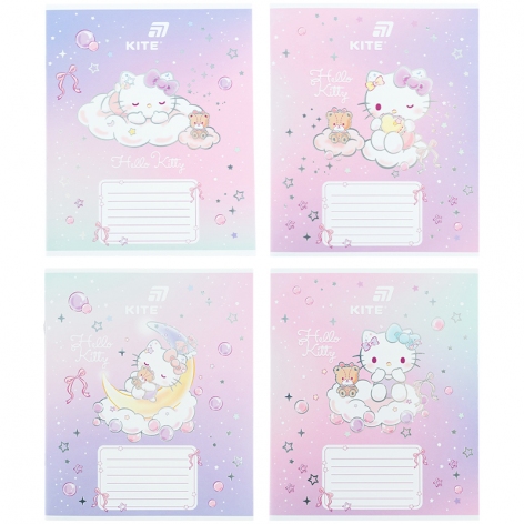 Зошит 12 л. коса лінія фольга + УФ лак, Hello Kitty KITE hk26-235-1