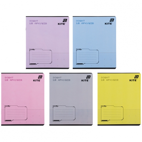 Зошит 18 л. клітинка софт тач + УФ лак, One color KITE k26-236-1