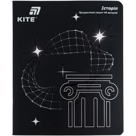 Тетрадь предметная 48 листов в клетку, софт тач + УФ, Lumen, історія KITE k26-240-4