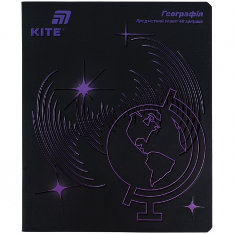 Тетрадь предметная 48 листов в клетку, софт тач + УФ, Lumen, географія KITE k26-240-5