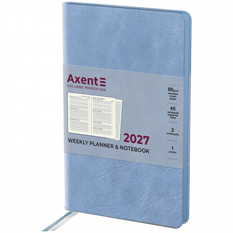 Щотижневик 2027 Partner Soft Cloud, 125*195, блакитний, Axent 8537-27-5-a