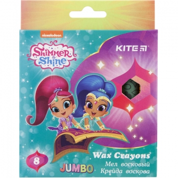 Мелки восковые Jumbo, 8 цветов в упаквке Kite Shimmer&Shine SH18-076