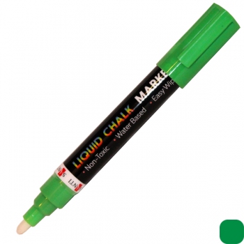 Маркер крейдяний зелений SANTI, конусний та скошений письмовий вузол 5 мм (390563)