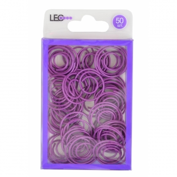 Скрепки металлические фигурные d20 мм, 50 штук в упаковке LEO L1920-12 фиолетовые