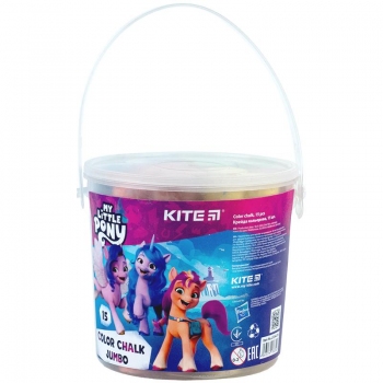 Крейда кругла, кольорова JUMBO у пластиковому кошику 15 штук Little Pony Kite lp24-074