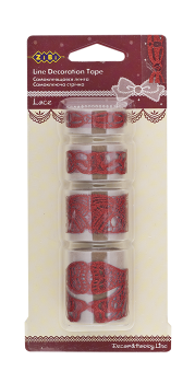 Комплект стрічок клейких декоративних Lace Bow ZB.63909 червоний