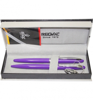 Комплект ручок (перо+кулькова) корпус фіолетового кольору REGAL 283220 P.BF