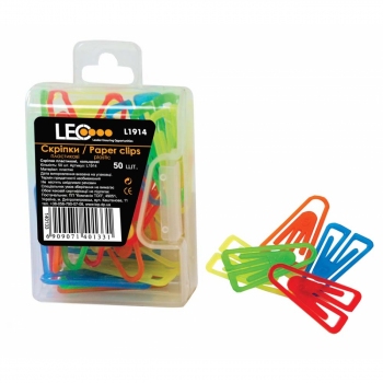 Скрепки пластиковые цветные треугольные 25 мм, 50 штук в упаковке LEO L1914