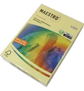 Папір Maestro Color Pastel A4 160 г/м2, 250 арк. Yellow (жовтий) YE23