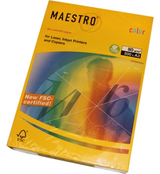 Бумага Maestro Color Intensive A3 80 г/м2, 500 л Sun Yellow (тёмно-желтый) SY40