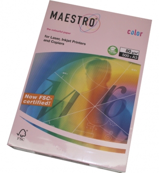 Папір Maestro Color Pastel A3 80 г/м2, 500 арк. Flamingo (св-рожевий) OPI74