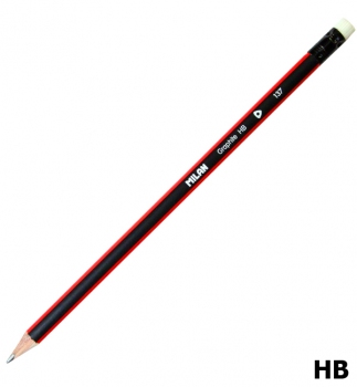 Олівець графітний твердом`який НВ з ластиком, тригранний корпус, MILAN ml.0712370312