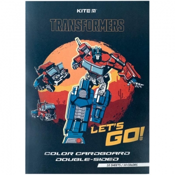 Картон кольоровий двосторонній А4 10 арк., 10 кольорів Transformers Kite tf24-255