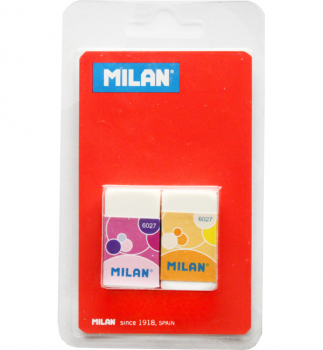 Комплект ластиків в блістері Milan ml.ВРМ10052  рожевий + помаранчевий