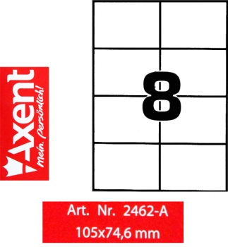 Этикетки самоклеющиеся 8 шт. на листе, 105 х 74,6 мм (100 листов) Axent 2462-A