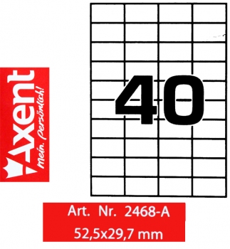 Этикетки самоклеющиеся 40 шт. на листе, 52,5 х 29,7 мм (100 листов) Axent 2468-А