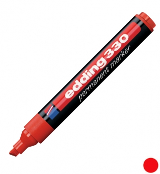 Маркер перманентный 1 - 5 мм, клиноподобный наконечник, красный, Edding Permanent marker e-330/02
