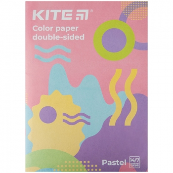 Папір кольоровий двостронній 14 арк., 7 пастельних кольорів А4 Fantasy Kite k22-427